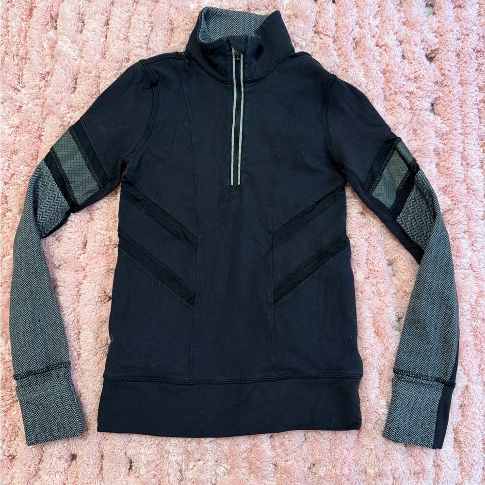 Ivivva Black Jacket with Gray Herringbone Collar